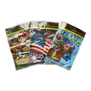 3 Premium Garden Flag Set - Assorted Designs